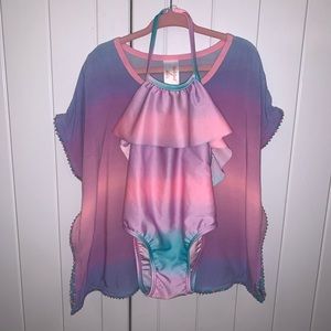 2T Pink Ombré Mermaid One-Piece + Cover Up